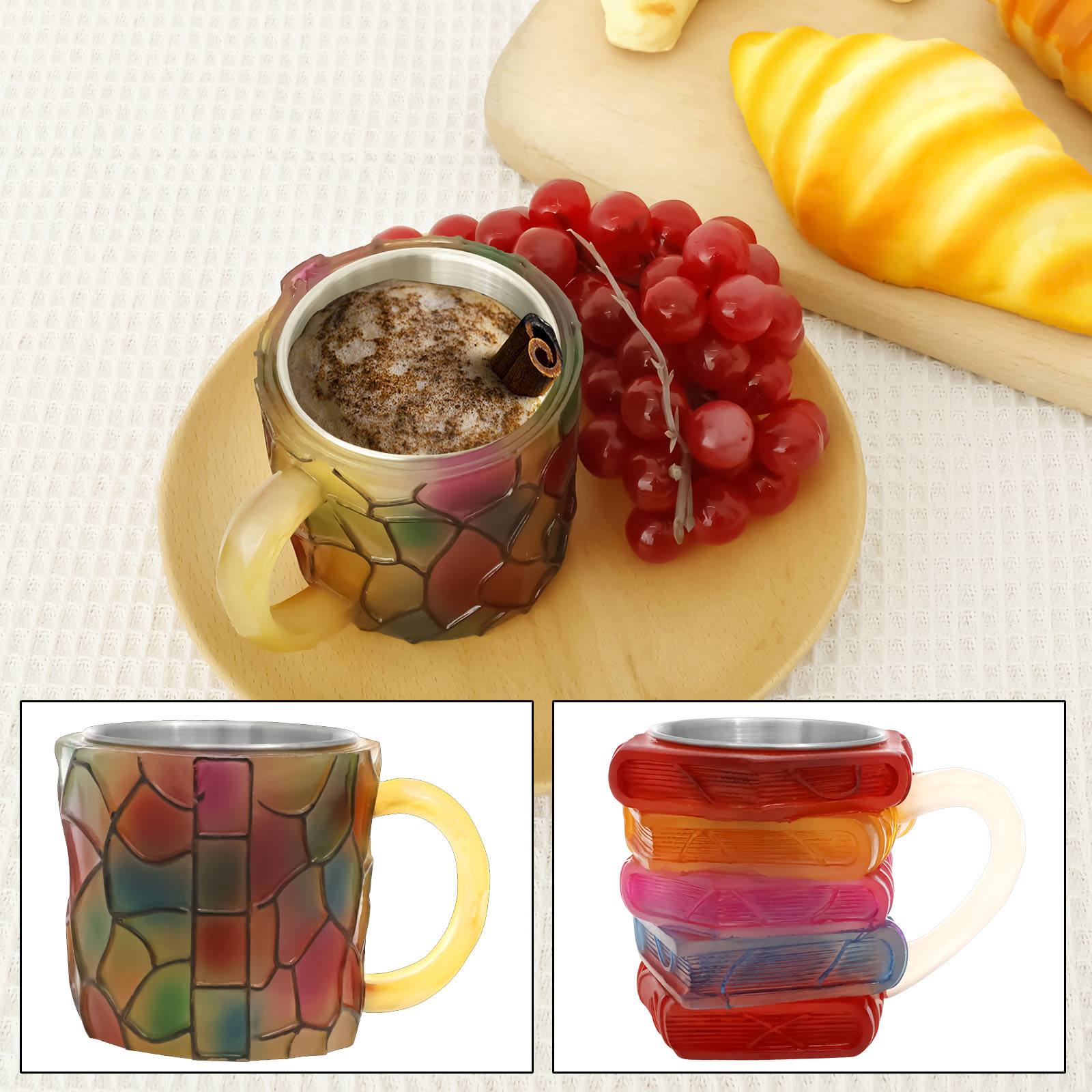 Painted Book Mug 3D Colored Gl - Coffee Equipment Eu reseña y precio