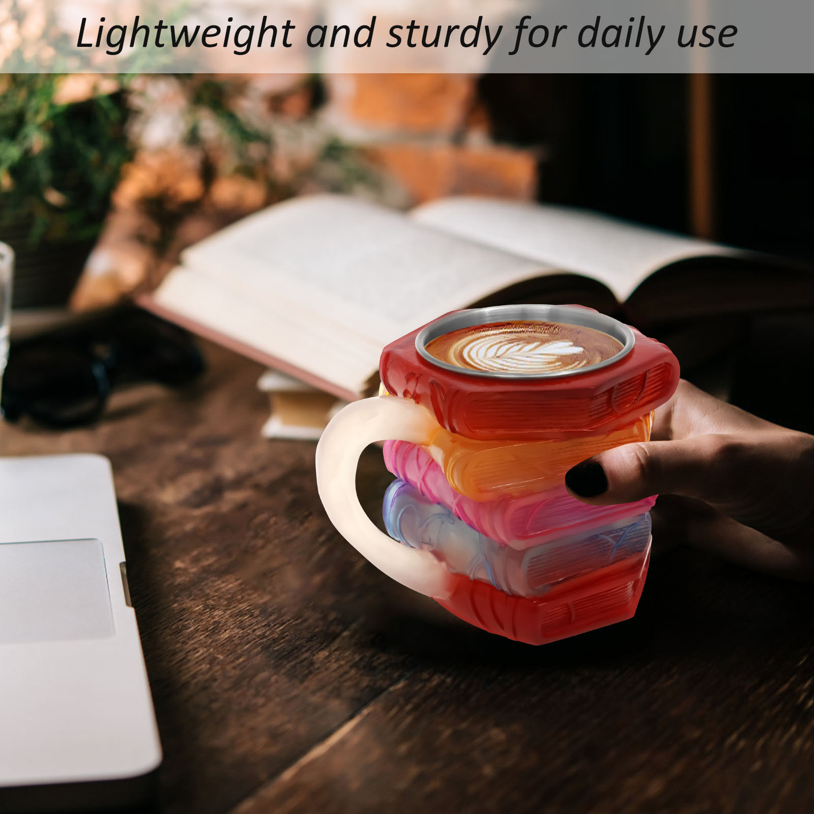 Painted Book Mug 3D Colored Gl - Coffee Equipment Eu reseña y precio