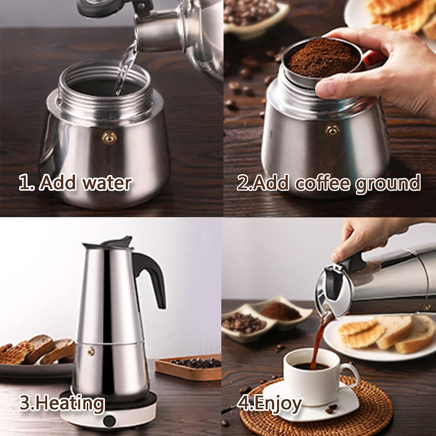 4/6/9 Cups Moka Pot Caffe Mach - Coffee Equipment Accessories reseña y precio